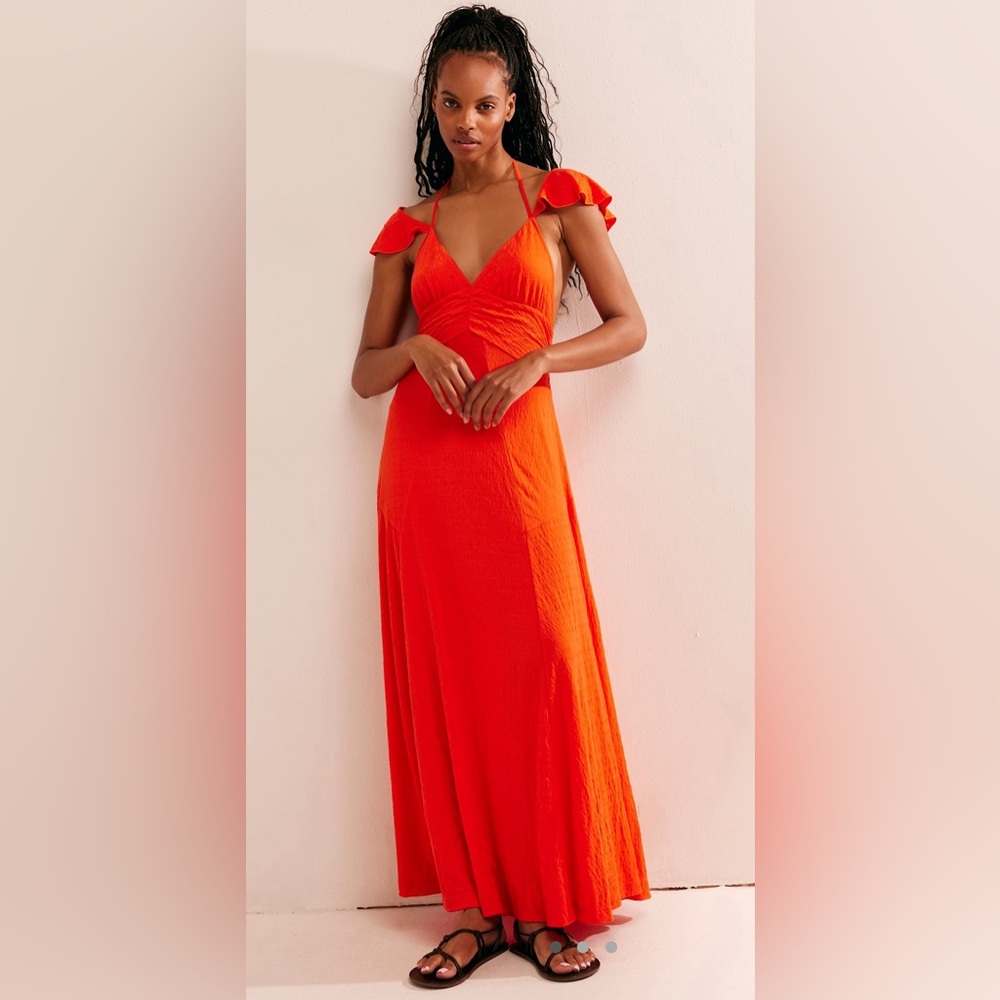 Free People Louisa Maxi size XS color tangerine tango NWT